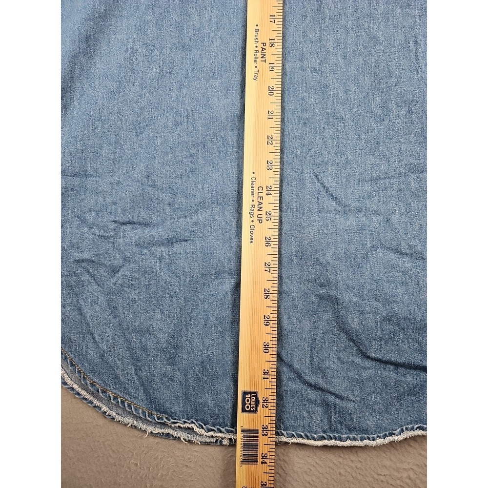 Vintage MONIQUE Fashions Denim Shirt Sz 2X Blue Raglan Sleeve Stars Embellished - Picture 8 of 9